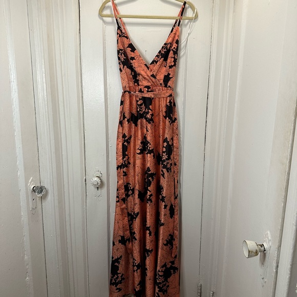 Lulu’s Tea Gardens Rusty Rose Floral Print Satin Maxi Dress - Picture 16 of 16